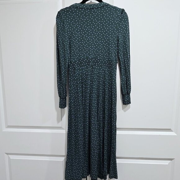Boden - 4R Dress Maxi Dress Jersey Dress Women Green Polka Dot V Neck Dress - Picture 3 of 7